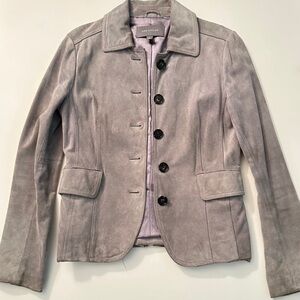 Gorgeous leather suede Ann Taylor jacket GUC light lilac/grey color